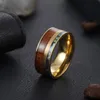 Bröllopsringar 8mm män abalone skal träinlägg i rostfritt stål kvinnor ring jubileum smycken edwi2222