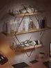 Annan heminredning vägghylla kök badrum retro rhombus trä järnhantverk handgjorda multifunktion rack lagring bokhylla monterad 3 lager