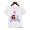 Kawaii Girls Tshirt mignon Gabbys Doll House Cartoon Print for Kids Birthday Clothing 210 ANS TOPS9050083