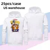 Sublimation White Long Sleeve Hoodie DIY Home Clothing Blank Polyester Hoodie US warehouse