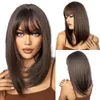 Wig For Women Black Root Ombre Blonde Brown Wigs with Bangs Bob Medium Short Straight Woman Synthetic Hair6593035