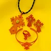 Örhängen halsband bangrui etiopiska vita strass stora kors smycken set guld färg halsband/örhängen/ring/armband habesha afrika bröllop