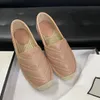 Plattform Espadrille Sandal Läder Designer Casual Färger Dam Svarta Slip-on Skor Sula Mjuk sladd Tuvqi