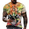 القمصان للرجال جمجمة ثلاثية الأبعاد للرجال الصيف فضفاض o-te-deace shore sphecleton tops street hip-hop tees men clothing thermen thermen