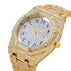 Iced Out Bling Diamond Watch с цирконом Custom Gold Sier Luxury Jewelry для мужчин Женщины Водонепроницаемые Quartz Watch2140668