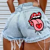 Summer Women s shorts Pockets Printed Pattern Big Stone Love Ripped Raw Ins Influencer 220713