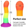 NXY godes 7 pouces arc-en-ciel Silicone godes Plug Anal réaliste ventouse jouets sexuels pour femmes masturbateurs lesbiennes outils de pénis 804