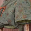 Trenchs de femmes Manteaux de coton Lin Floral Parkas Femmes Hiver Épaissir Kimono Manteau Style Chinois Col V Baggy Vêtements d'extérieur Vintage Chaud Rembourré Co
