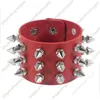 Tre rad cuspidala spikar nitar stud byte manschett PU läder punk gotisk rock unisex armband män smycken