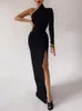 Abiti eleganti per le donne Abito estivo monospalla maxi aderente Sexy nero lungo formale abito da sera da sera moda 220601