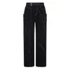 Women's Pants Women's & Capris Womens Loose Mopping Trousers Casual Pocket High Waist Zip Jeans Denim Fashion Black