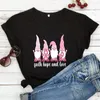 Faith Hope And Love Womens T-shirt Gnomes Breast Cancer Awareness Tshirts Peace Lover Tee Women Casual Pure Cotton Vintage Top
