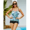 Women's Swimwear Flower Print Tankini Swimsuits Women Conservative With Shorts Beach Bathing Suits Two Piece Swim Suit S-2XL BathersWomen's