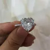 ロマンチックなファッションビッグハートラブリング925スターリングシルバーリング5aキュービックジルコニアフルCZの結婚指輪女性ジュエリー記念日花嫁ギフトボックス卸売サイズ6-9