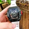 Tittar på armbandsur Luxury Richa Milles Designer Chao Carbon Fiber Men's hela automatiska mekaniska klockor ihåliga mode lättvikt per