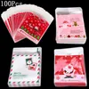 Christmas Decorations 100pcs Plastic Bag Cookie Candy Gift Packaging Bags Wedding Birthday Party Favors Santa Claus Self Adhesive Pouch