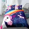 Unicorn Bedding Set Cartoon Däcke Cover Pillow Cases Twin Queen King Size Kids Bedclothes Bed