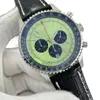 46 mm di qualità B01 Navitimer Watch Chronograph Quartz Movimento in acciaio Mint Verde Verde Verde Verde 50 ° Anniversario Orologio Watch Pelle 5387673