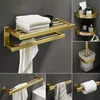 Acessórios para banheiros de alumínio do espaço de luxo Conjunto de toalhas escovas de ouro