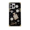 Glitter 3D Bow Diamond Bouteille de parfum Cases Square Designer Cas de téléphone antichoc en métal pour iPhone 13 11 12 Pro Max 7 8plus X Se couverture