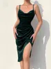 Velvet 2022 Summer Women Bodycon Long Solid Midi Dress Sleeveless Backless Elegant Party Outfits Sexy Club Clothes Y220413