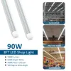 Jesled T8 LED -rör ljus D -formade 8ft 90W Cold White Transparent Cover Shop Garage Office Lights Lights