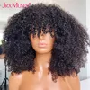 Afro crépus bouclés Bob perruques courtes pleine Machine faite perruque avec frange sans colle brésilien Remy cheveux humains pour les femmes noires 220707