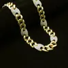 Цепи тяжелые мужские мужские кубинские звенья цепь со знаком Bling Hip Hop Rapper Choker Золотое серебряное ожерелье 14 -мм панк -танцовщицы Elle22