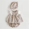 3Pcs born Baby Girl Clothes Set Fashion Summer Sleeveless Solid Baby Dress Tops +Pant +Hat Infant Baby Clothing Outfit Summer 220425