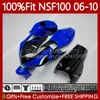 Fiberfiber Race Fairings för Honda NSF100 NSF-100 NSF Factory Blue 100 06 07 08 09 10 Bodywork 116No.50 NS-F100 2006 2008 2008 2009 2010 Glasfiberinsprutningsformkroppen