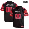 Xflsp Custom NCAA Utah Utes college Jersey cualquier número de nombre Paul Kruger Fútbol cosido rojo negro hombres mujeres jóvenes