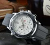 wielofunkcyjny przedruk obserwuj nowe sześć szwów luksusowe męskie zegarki wszystkie tarcza obserwuj wysokiej jakości top chronograf gumowy pasek