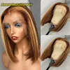 Highlight Bob Wig Human Hair Brazilian Ombre Lace Closure Wig Short For Women