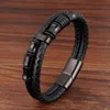 Bracelet à breloques de Style Cool pour hommes, Double couche, en cuir véritable, pour cadeau