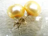 Orecchini a perno Perfect Bread con perla Akoya gialla da 10,5 mm, oro massiccio 14K/20 Stud StudStud Kirs22