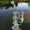 10 Inch pink green lavender In stock Unique high quality Hookah Bubbler Bent Type Thick Glass Bong Recycler Dab Rigs Oil Rig with Bowl 14mm jiont