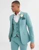 Men's Suits & Blazers 2022 Mint Green Mens Beach Groomsmen Wedding Tuxedos For Men Peaked Lapel Formal Prom Suit 3 Pieces
