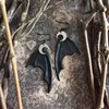 Dangle & Chandelier Gothic BLACK Batty Midnight Moon Earrings Witch Mystical Punk Jewelry Gift Women Statement Halloween GiftDangle