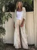 Bohemian Gömlek Elbise Şifon Bikini Cover Up Kaftan Beyaz Gevşek Kimono Beachwear Baskı Tunik Plaj Mayo Cover Up 220622