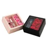 Gift Wrap Square Pull-out Paper Box With Handle Flower Packaging Transparent Clear Window Floral HandbagGift