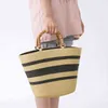 Large Capacity Straw Weaving Handbags Women Bamboo Handle Tote Seaside Vacation Beach Bags Summer Female Shopper Portable Bag G220531