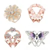 Pins Brooches Fashion Tricyclic Flower Crystal Scarf Holder Silk Brooch Clips Retro Cat's Eye Stone Jewelry Seau22