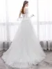 2022 New Dubai Elegant Long lace A-line Wedding Dresses Sheer Crew Neck flowers Appliques Beaded Vestios De Novia Bridal Gowns with Buttons