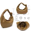 Evening Bags CEZIRA Women 2022 Fashion Handmade Woven Handbags PU Vegan Leather Knotted Handle Hobo Shoulder Purse Female Soft Underarm