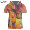 Fashion Man Hooded Tshirt 3D Colorful Lion Funny Streetwear Mens Tee Shirt Whole body printing Oversized Tshirt 220623