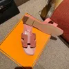 Skórzane kapcie designerskie Oran Drusboard buty damskie H Lato luksusowe płaskie flopy krokodyl skórzane sandały plażowe z pudełkiem z pudełkiem