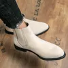 Botas de couro homens marca de alta qualidade retro sapatos casuais moda chelsea boot bege / camelo tamanho grande homens tornozle botas 38-48