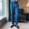 2022 New Men Naples Business Dress Dress Pants Men Belt Belt Design Slim Office Office Office Social Wedding Party Suit Pant Pant