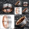 Anneaux de mariage Bijoux Vakki 8 mm de large Bague en carbure de tungstène Étape latérale Rose Plaqué or Surface martelée en acier Hommes Bagues de fiançailles 1 Drop Del