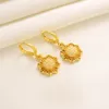 Collier pendentif tournesol pour femmes, chaîne, boucle d'oreille, bijoux en or jaune massif 24 carats